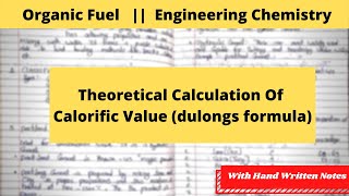 Theoretical Calculation Of Calorific Value  Dulongs Formula  Engineering Chemistry [upl. by Malloy]