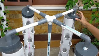 DIY  How to make Vertical Hydroponic System using 4 Towers Part 2  hydroponic farming at home [upl. by Doownil185]