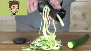 Gefu Spirelli Handheld Spiral Slicer Demonstration in the Raw Nutrition Kitchen [upl. by Wilbur158]