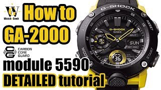 GA2000 Carbon Core Guard GShock tutorial  how to setup amp use ALL the functions on the 5590 module [upl. by Nola]