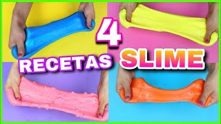 4 RECETAS PARA HACER SLIME  SLIME FÁCIL Y SIN BÓRAX  NatyGloss [upl. by Del]