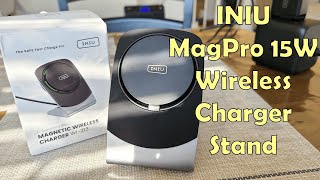 INIU 15W MagPro Wireless MagSafe Charging Stand Review [upl. by Ilonka106]