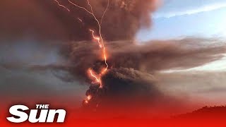 Philippines volcano  Dramatic footage of Taal eruption [upl. by Atenaz244]