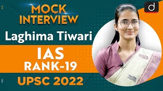 Laghima Tiwari Rank 19  UPSC CSE 2022  English Medium  Mock Interview  Drishti IAS English [upl. by Curnin]