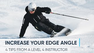 HOW TO INCREASE YOUR EDGE ANGLE  4 Skiing Tips from a Pro [upl. by Cyma]