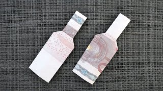 Origami FLASCHE Geldgeschenk GELD FALTEN  Geschenk  Money BOTTLE  Tutorial by Euro Origami [upl. by Larisa620]