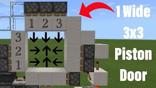 Minecraft Bedrock 1 Wide 3x3 Piston Door  Tutorial [upl. by Goodyear]