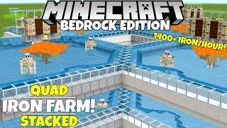 Minecraft Bedrock Quad IRON FARM SimpleWorking 1400 IronHour 121 Update Tutorial [upl. by Marguerie720]