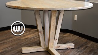 How to Build a Round Pedestal Dining Table  Plan Available [upl. by Orbadiah]