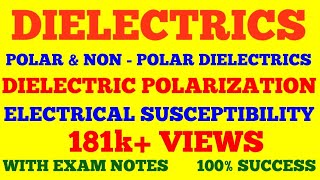 DIELECTRICS  NON POLAR amp POLAR DIELECTRICS  DIELECTRIC POLARIZATION  SUSCEPTIBILITY  WITH NOTES [upl. by Vastah]