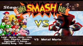 Super Smash Bros N64  All Characters VS Metal Mario [upl. by Koziel]