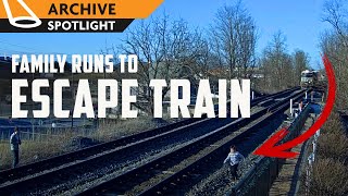 Family on Tracks Barely Escapes Fast Moving Train Greencastle PA  Virtual Railfan LIVE [upl. by Zabrina]