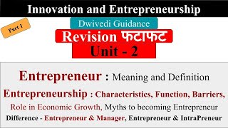 entrepreneur entrepreneurship function characteristics barrier innovation and entrepreneurship [upl. by Phira]