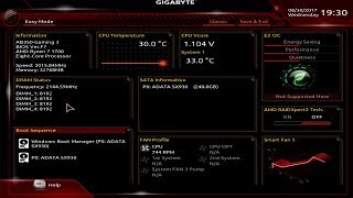 Gigabyte AB350Gaming 3 BIOS Overview [upl. by Sihtam]