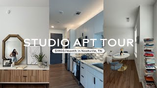 STUDIO APARTMENT TOUR in Nashville TN  neutral cozy modern [upl. by Ailasor]