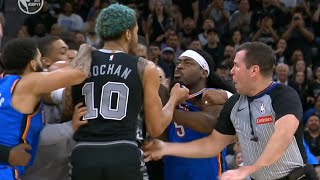 3 EJECTED as Thunder and Spurs get heated with Jeremy Sochan and Lu Dort [upl. by Ainolloppa309]