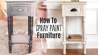 Spray Painting Furniture  Furniture Makeover  Ashleigh Lauren [upl. by Tehc818]