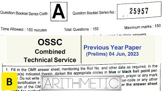 OSSC CTS Prelims Part2  OSSC Combined Technical Service Previous Year Paper 04 Jun2023 ossc [upl. by Rubi]