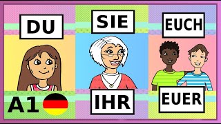 Deutsch lernen DU oder SIE  German lesson  Deutschkurs A1  A2  learning German for beginners [upl. by Aridnere]