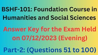 BSHF101  Foundation Course in Humanities and Social Sciences 07122023 naviclasses [upl. by Clarkson]