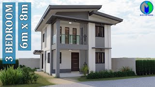 Two Storey House Design 6x8m  48sqm [upl. by Nauwtna]