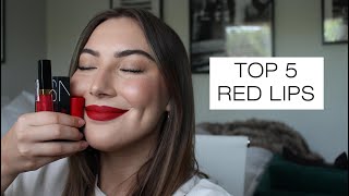 TOP 5 RED LIPS  Kelsey Garrett [upl. by Rilda]