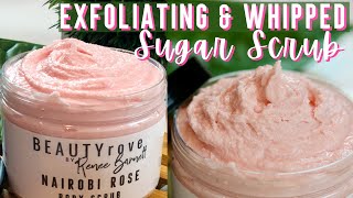 DIY WHIPPED BODY SCRUB Recipe for GLOWING SKIN  Exfoliating ROSE SUGAR [upl. by Maggio]