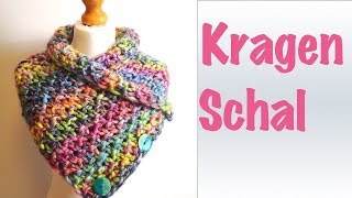 Kragenschal stricken  Knitting button cowl  Schalkragen [upl. by Reehsab]