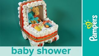 How to Make a Stroller Diaper Cake  Pampers Baby Shower Ideas [upl. by Gianina86]