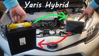 Toyota Yaris Hybrid 12v Battery Replacement [upl. by Dawson]