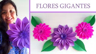 DIY  FLORES gigantes de papel  FLOR para decorar  paper flower  Muy Lindas 🌺 [upl. by Mcdowell]