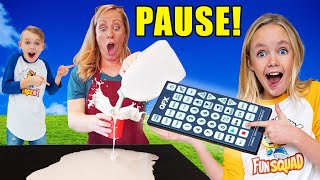 Kids Fun TV Pause Remote Challenge Compilation Sneaky Jokes [upl. by Ennoitna]