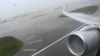 Full Throttle HD 757 Takeoff Through an Intense Miami Rainstorm [upl. by Leorsiy]