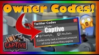 OWNER CODES🏃 ALL NEW WORKING OWNER CODES IN 🏃Captive🏃NEW 2020 ROBLOX [upl. by Ahsiki]