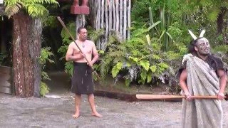 Powhiri  Welcome ceremony at Tamaki Maori Village Rotorua New Zealand [upl. by Comethuauc]