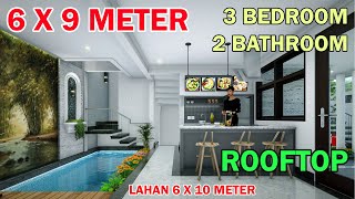 Split Level House 6X9 Meter 3 Kamar 2 Toilet Mushola Rooftop Kolam Renang Lahan 6x10 Meter [upl. by Lalat]