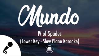 Mundo  IV of Spades Lower Key  Slow Piano Karaoke [upl. by Arreis]