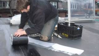 Rubber Roof Repair  Reseaming with EPDM Cover tape flashing [upl. by Harbert]