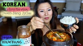 SOYBEAN PASTE STEW aka quotDWENJANG JJIGAEquot • Mukbang amp Recipe • VEGAN [upl. by Yggam]