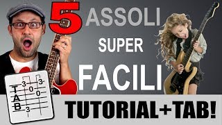 5 assoli di chitarra SUPER facili e super belli TAB [upl. by Aleet653]