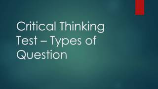 Critical Thinking Test  Types of Question [upl. by Olegnaid]