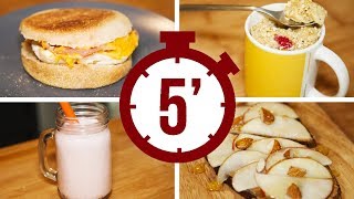 PETIT‑DÉJEUNER  4 RECETTES À FAIRE EN 5 MINUTES [upl. by Neumann]