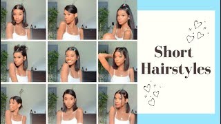 12 EASY SHORT HAIRSTYLES ✨ [upl. by Euqininod]