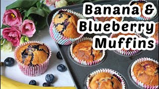 Banana amp Blueberry Muffin Recipe [upl. by Ariahaj]