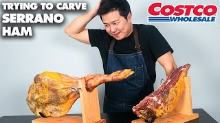 How to Carve Serrano Ham  Costco Serrano Ham Jamón ibérico Carving [upl. by Leksehc]