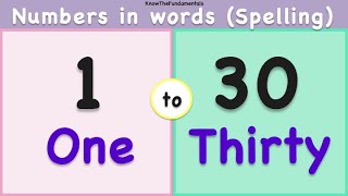 one to thirty in english words  1 to 30 in words  Number Name 1  30  number spelling 1 to 30 kid [upl. by Rambort]