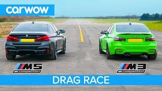 BMW M5 Comp v BMW M3 Comp  RWDmode DRAG RACE ROLLING RACE amp BRAKE TEST [upl. by Leirrad]