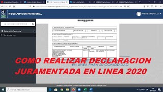 COMO REALIZAR DECLARACIÓN JURAMENTADA EN LÍNEA 2020 [upl. by Klapp]