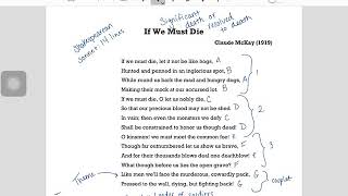 If We Must Die Poem Analysis [upl. by Ical]