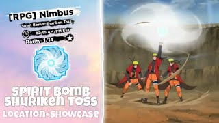 Spirit Bomb Shuriken Toss  Rasenshuriken Toss  Spawn Location  Showcase Shindo Life [upl. by Lowrance]